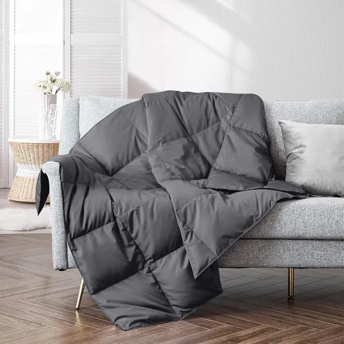 Miniatura 17 de puredown® Manta de Tiro de Plumón de Plumas Suaves Ligera Empacable para Sofá para Uso en Interiores y Exteriores, Manta de Tiro 50"X70", Beige