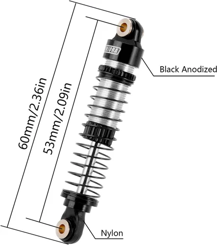 Miniatura 3 de INJORA Amortiguadores de 53mm 6g cada uno con aceite enroscable para TRX4M TRX4MT 1/18 RC Crawler Mejora (Negro)