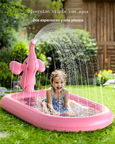 Miniatura 3 de QPAU Almohadillas de salpicaduras para niños pequeños de 1 a 3 años, tapete de juguete de elefante rosa para niños, tapete de juego al aire libre