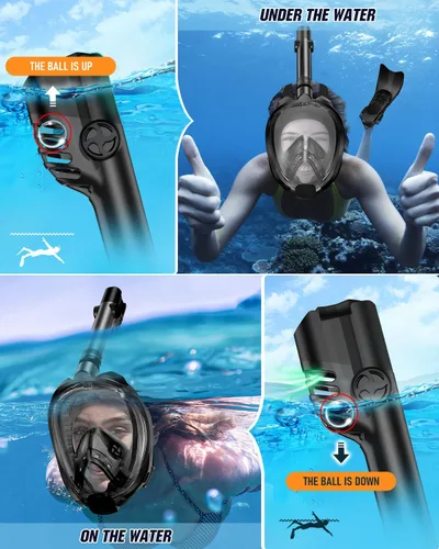 Miniatura 4 de WSTOO Mask Fins Snorkel Set,Snorkeling Gear for Adults,Full Face Snorkel Mask & Adjustable Swim Fins,Dry Top System Anti-Fog Anti-Leak
