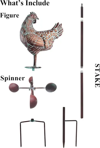 Miniatura 3 de Molinillo de viento grande de 79 pulgadas para exteriores, arte de metal para gallina, esculturas de viento cinético 3D y decoración de hilanderos