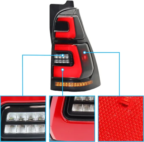 Miniatura 3 de Kit de luces traseras LED Gobison adecuado para Toyota 4Runner 2003-2009 Carcasa negra Efecto luz fluyendo Fácil instalación