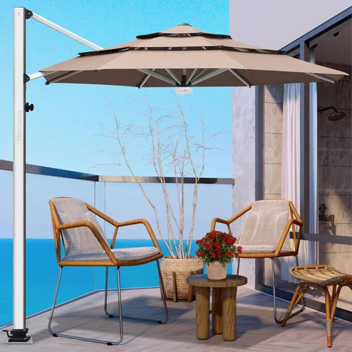 Miniatura 55 de EliteShade USA Sombrilla de Mercado de 10 Años Sin Decoloración de 9 Pies 3 Niveles Sombrilla de Patio Sombrilla de Mesa para Exteriores con Beige