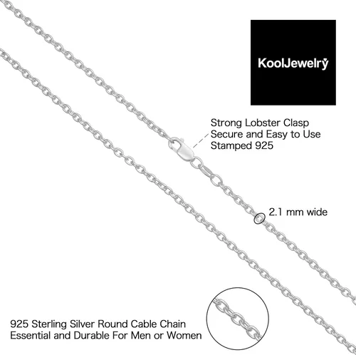Miniatura 12 de Kooljewelry Collar de plata de ley u oro amarillo sobre plata de ley para mujer (0.047 in, 0.063 in o 0.083 in)