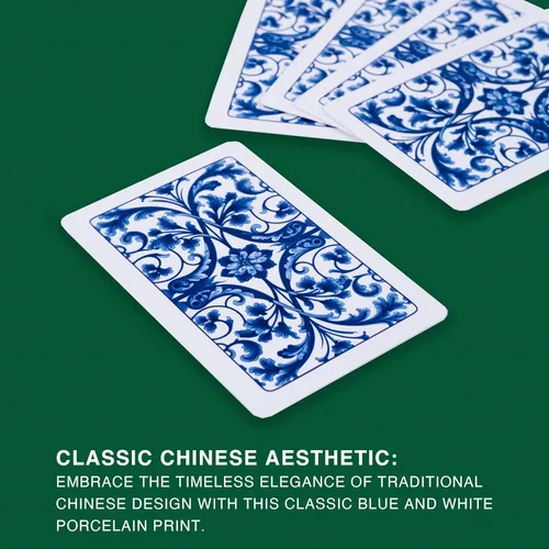 Miniatura 5 de drizzle Poker Mahjong Juego de mesa Juego de mesa Chino Azul y Blanco Diseño de Porcelana 144 Fichas de Tarjeta Set PVC Plástico Impermeable