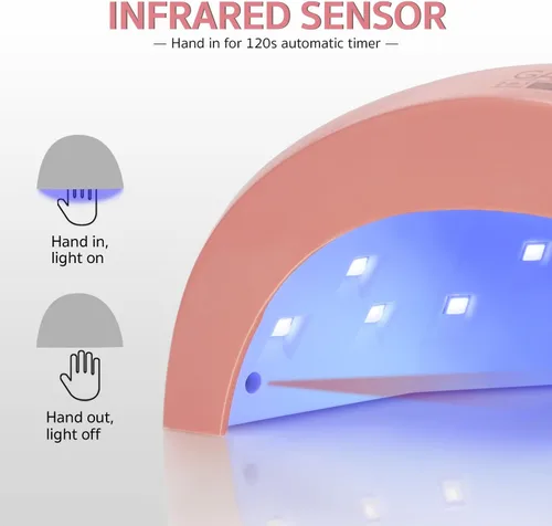 Miniatura 4 de GAOY Lámpara de uñas LED UV, luz UV para esmalte de gel, secador de uñas profesional con sensor automático, 3 temporizadores y modo sensible, rosa