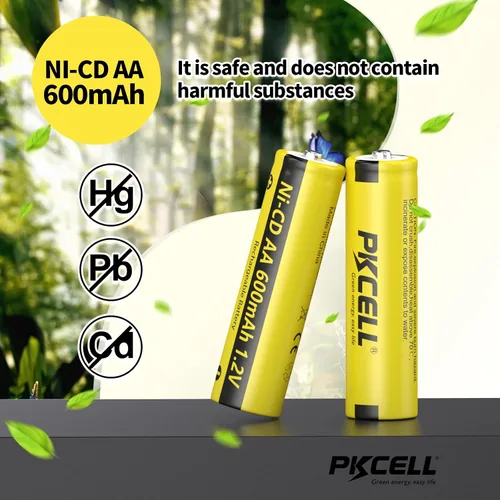 Miniatura 5 de PKCELL Paquete de 4 pilas AA 1.2V 600mAh NICD recargables doble A para luces solares (4 unidades)