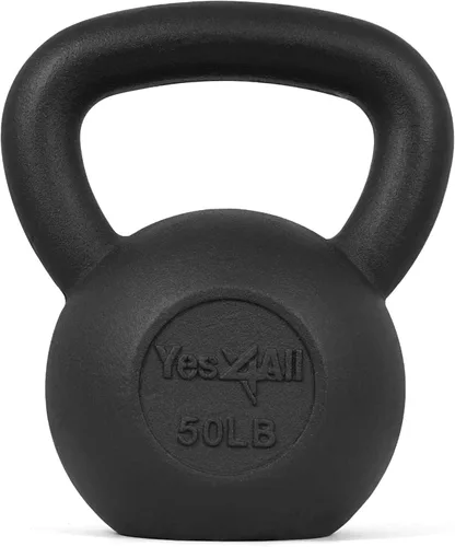 Miniatura 21 de Yes4All Pesa rusa de hierro fundido, pesas rusas para entrenamiento de fuerza 5-80 libras (5, 10, 15, 20, 25, 30, 35, 40, 45, 50, 60, 70, 80 libras)