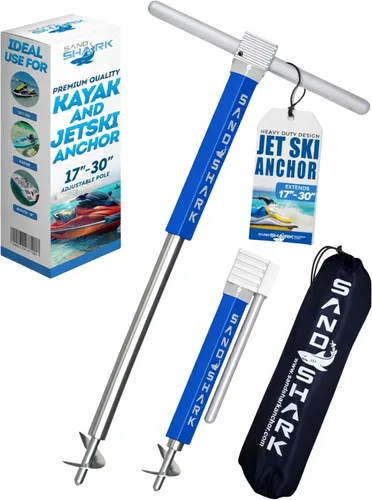 Miniatura 10 de Ancla SandShark - Ancla de tornillo premium para barco, ancla para barco de pontón, poste de ancla para agua poco profunda de acero inoxidable