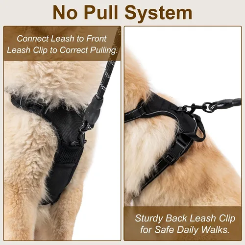 Miniatura 3 de Arnés para perro sin tirones, chaleco ajustable reflectante con clip frontal para mascotas con asa de fácil control para perros medianos y grandes