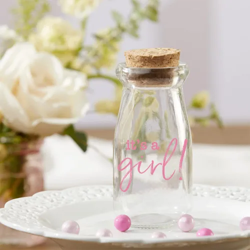 Miniatura 5 de Kate Aspen Botella de leche vintage impresa de 3.8 onzas - It's a Girl! (juego de 12) gráficos actualizados, It's A Girl Pink 2 (27196NA-GIRL)