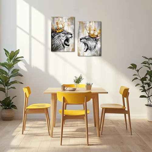 Miniatura 3 de Zlove Arte de pared de león y leona, pintura de rey y reina, impresiones de animales de vida silvestre para decoración moderna del hogar, 16 x 24