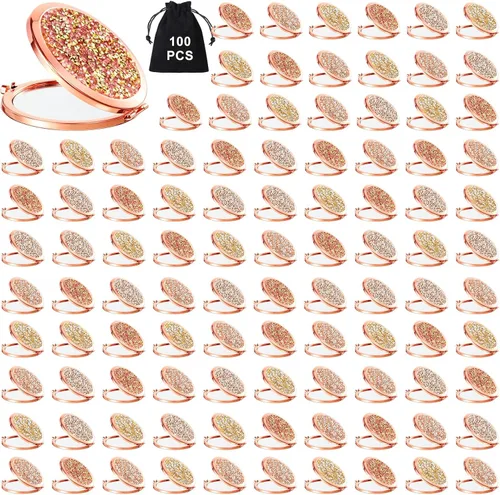 Miniatura 18 de Cindeer 48 piezas de espejo pequeño compacto plegable de bolsillo para maquillaje redondo de mano cosmético con aumento, espejo compacto