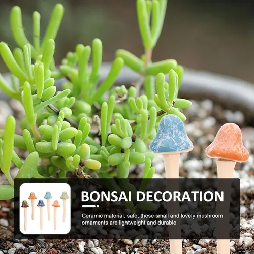 Miniatura 5 de Tofficu Decoración al aire libre, 6 piezas de cerámica de hongos de jardín, estacas, estatua de hongos para patio, césped, decoración de macetas al