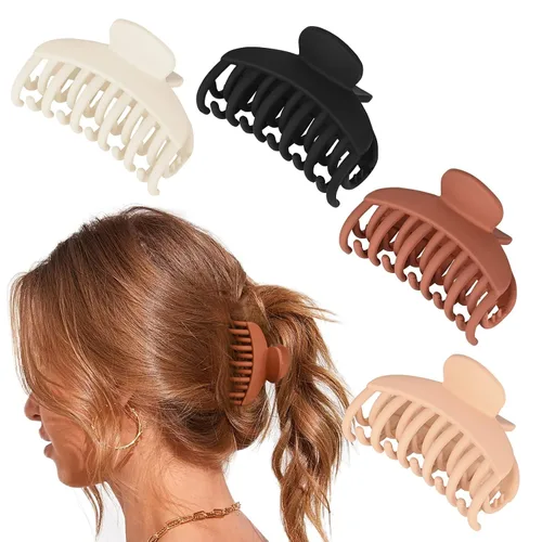 Miniatura 13 de DEEKA Clips de cabello pequeñas con garras para cabello fino, paquete de 4, fila doble de dientes, 4 cm de diámetro, tamaño mediano, mate