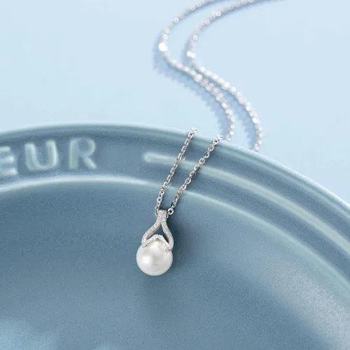 Miniatura 3 de FANCIME Collar de perlas de piedra natal de junio para mujer de 9 a 0.394 in de perlas de agua dulce genuinas en plata de ley, collar de cola