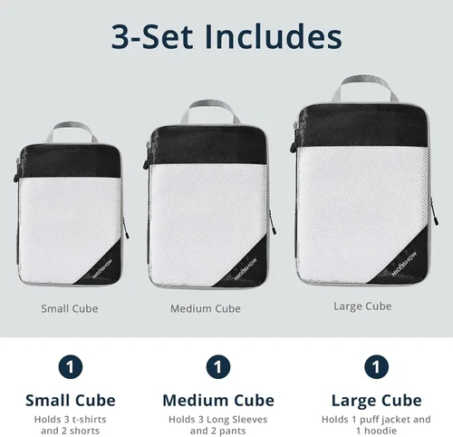 Miniatura 3 de Cubos de embalaje de compresión para equipaje de mano, Negro -, 3 piezas