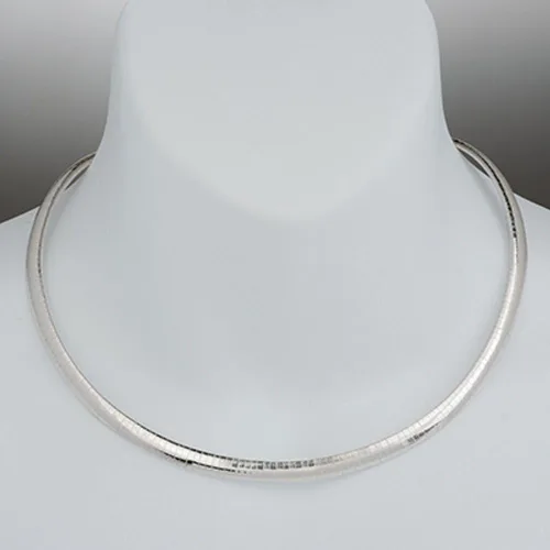 Miniatura 2 de Cadena de plata de ley Omega 0.236in sólido 925 Italia nuevo collar