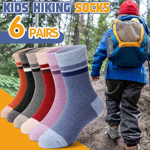 Miniatura 39 de ANTSANG Calcetines de Lana, Calcetines Térmicos Cálidos y Gruesos Tipo Crew Boot para Niños Pequeños, Niños y Niñas, 6 Pares