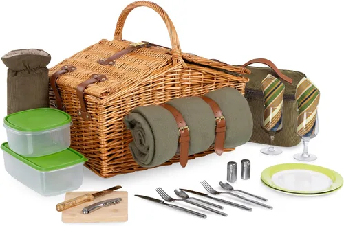 Miniatura 18 de PICNIC TIME Somerset Cesta de picnic de lujo con manta de picnic, enfriador suave y bolsa de vino, juego de picnic 2 – Cesta romántica de vino