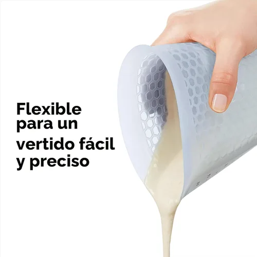 Miniatura 5 de OXO 11161000 Good Grips Taza medidora de silicona de 2 tazas tamaño Squeeze & Pour con patrón Stay-Cool, transparente