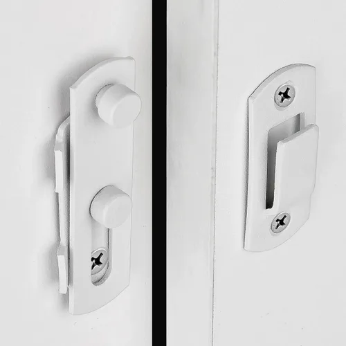 Miniatura 4 de INIRET Paquete de 4 pestillos para puerta de granero, 2.75 x 2.02 pulgadas, acero inoxidable blanco mate, cerraduras de puerta abatible, cerradura