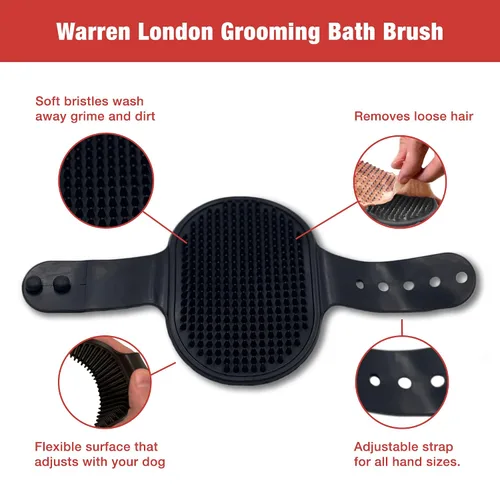 Miniatura 6 de Warren London Cepillo de baño y novio 2 en 1 para perros y gatos - Depurador y aplicador de silicona negra para champú, mantequilla hidratante