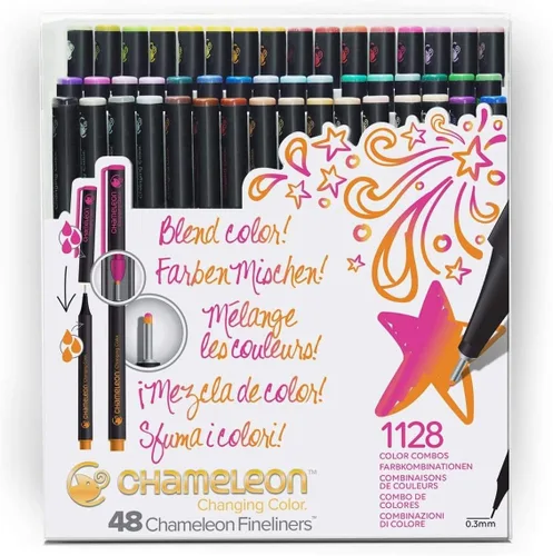 Chameleon, Bolígrafos fineliner, marcadores para colorear/dibujar - Colores brillantes, juego de 48
