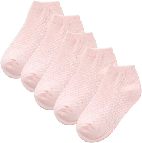 Miniatura 44 de Looching Paquete de 5 calcetines delgados de malla para bebés, niñas y niños, de algodón, color blanco, calcetines de tobillo invisibles 1-8T