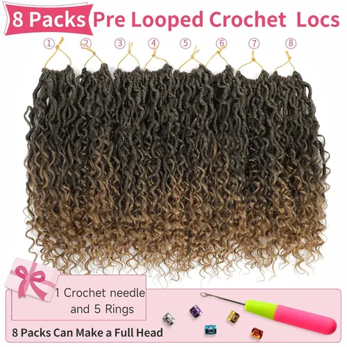 Miniatura 69 de Alicoco Goddess Locs Cabello de Ganchillo 12 Pulgadas 8 Paquetes Rastas Sintéticas de Ganchillo Para Mujeres Rastas Suaves Boho Pre-enrolladas River