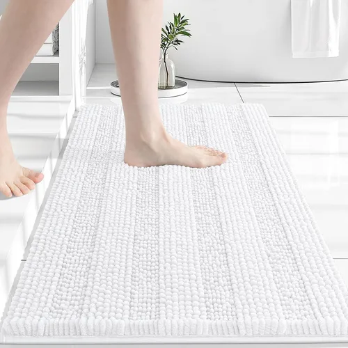 Miniatura 159 de Grandaily Alfombras de baño de felpilla a rayas de 24 x 16 pulgadas, extra gruesas y suaves, absorbentes, parte trasera de goma, alfombra de ducha