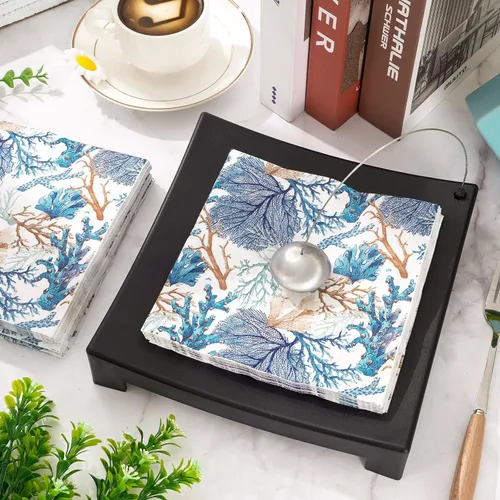 Miniatura 3 de AnyDesign Paquete de 80 servilletas de almuerzo de verano, estampado de coral océano, servilletas de papel desechables, servilletas de papel