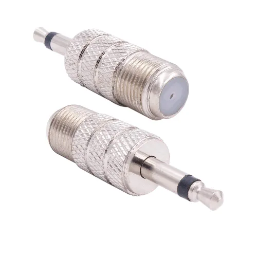 Fancasee Paquete de 2 adaptadores de enchufe mono macho tipo F hembra a 1/8" 0.138 in macho Conector convertidor de acoplador para cable coaxial