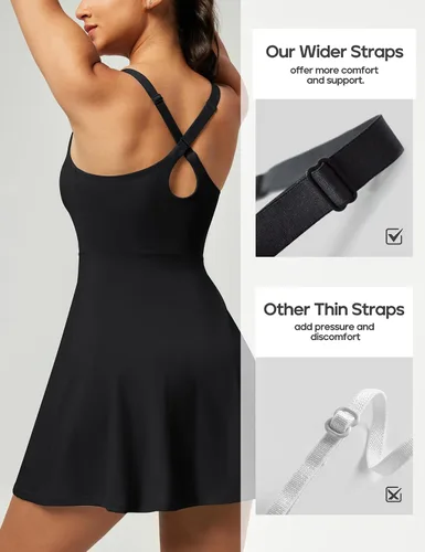 Miniatura 4 de Heathyoga Vestidos de tenis para mujer, vestido atlético con pantalones cortos debajo, vestido de entrenamiento con bolsillos, trajes de golf