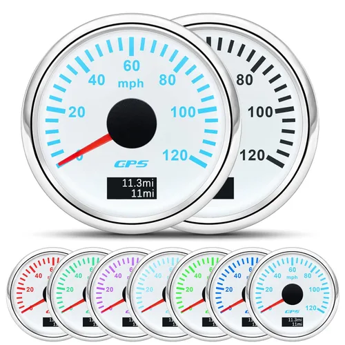 Miniatura 10 de ARTILAURA Velocímetro GPS de 52mm 2-1/6" para embarcaciones, 60 MPH, odómetro, 7 colores, impermeable, 9-32V, para AUTO, automóvil, marítimo (negro)