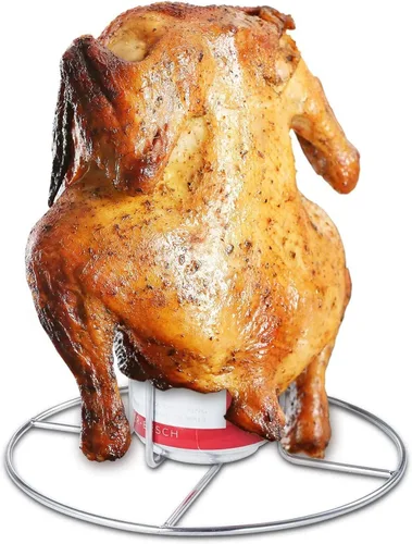 Miniatura 3 de Soporte para latas de cerveza, 2 piezas para horno a la parrilla, ahumador, resistente, acero inoxidable, soporte para pollo a tope de cerveza