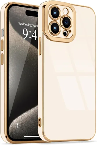 Miniatura 33 de Lafunda Diseñada para iPhone 13 Pro, fundas lujosas con chapado lindo para mujeres y niñas, elegante borde dorado, a prueba de golpes, TPU con funda