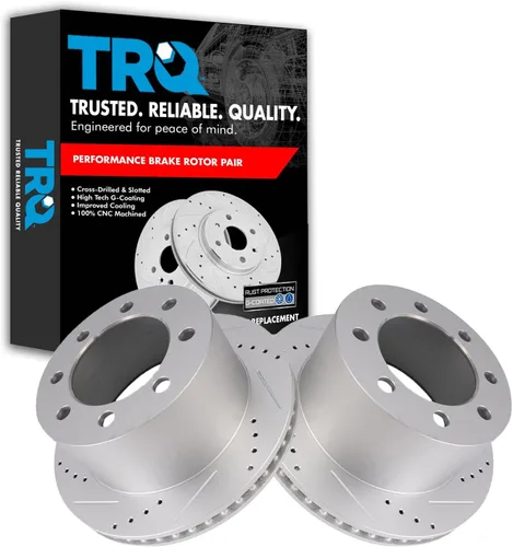 Miniatura 327 de TRQ Juego de rotores de freno de rendimiento trasero con revestimiento G premium compatible con Mazda 6 2014-2021
