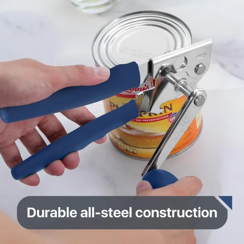 Miniatura 6 de Abridor de latas comercial, UHIYEE abrelatas manual de mano con manivela pesada y mango extra largo cómodo, perilla grande, fácil de abrir latas Azul
