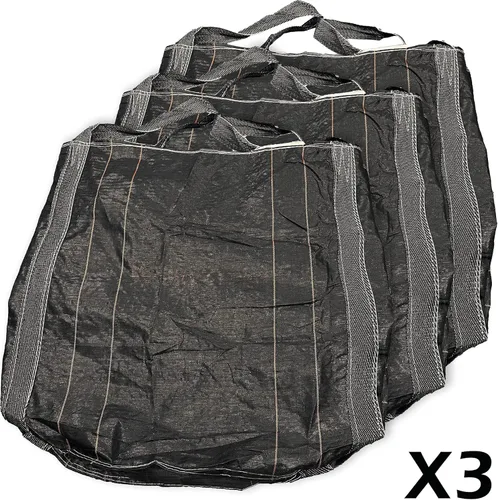 Miniatura 2 de (3 paquetes) Bolsa grande de contenedor intermedio flexible negro de 43 x 43 pulgadas, 2600 libras, 1.2 toneladas/1.3 yardas cúbicas/bolsa a granel