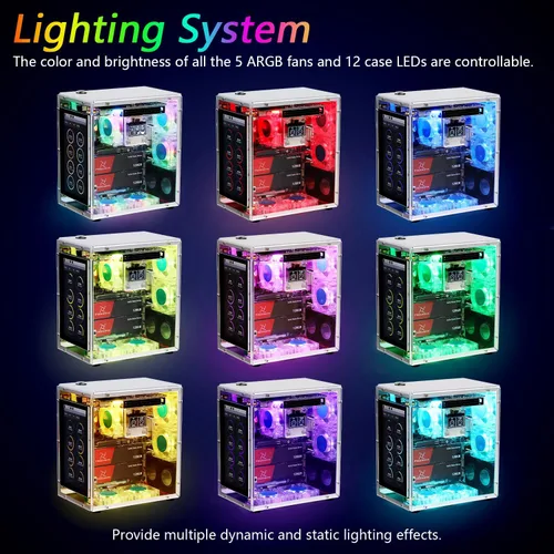 Miniatura 4 de FREENOVE Raspberry Pi 5 Case Kit Pro (con 1 unidad de estado sólido SSD de 128 GB), ranuras SSD M.2 NVMe duales, 5 ventiladores PWM ARGB