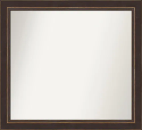 Miniatura 382 de Amanti Art Espejo de baño de bronce para sobre el fregadero, 24 x 24 pulgadas, espejo cuadrado de bronce Lara para tocador, marco de madera