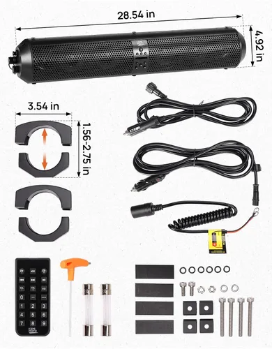 Miniatura 8 de KEMIMOTO Barra de sonido UTV de 28 pulgadas, altavoz para carrito de golf compatible con Bluetooth, IPX5 impermeable ATV barra de sonido compatible