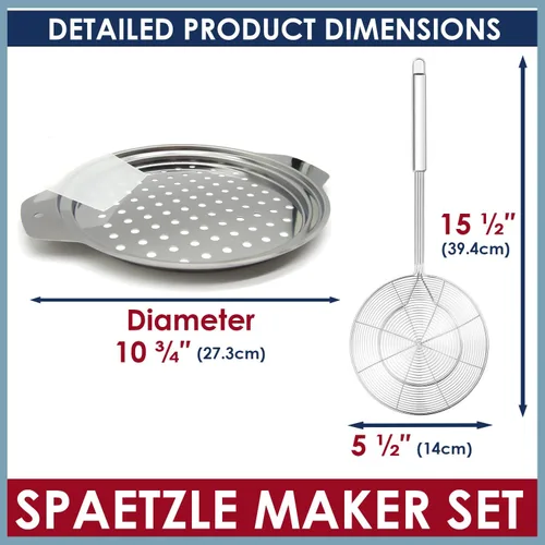 Miniatura 6 de Tapa de acero inoxidable con raspador – Colador de araña de acero inoxidable, cuchara para pasta, cuchara para pasta, juego de fideos de huevo