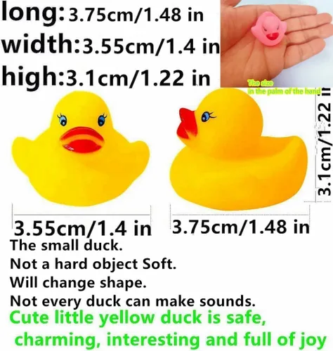 Miniatura 2 de Juego de mini pato de goma amarillo de 12 piezas, flotador y chirriante, mini pato de goma, baño para bebé, ducha con sonido de pato, juguetes