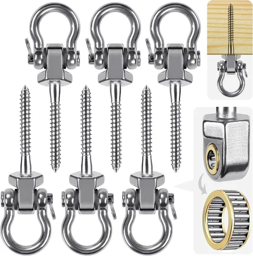 SELEWARE Perchas de columpio resistentes con rodamientos, paquete de 6 – Accesorios de columpio de acero inoxidable para patio y parque infantil,
