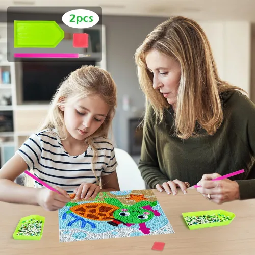 Miniatura 2 de QEUOYSS Kit de arte de diamantes para niños con marco de madera, arte y manualidades para niños de 6 a 8 a 10 a 12 años, arte de diamantes fácil
