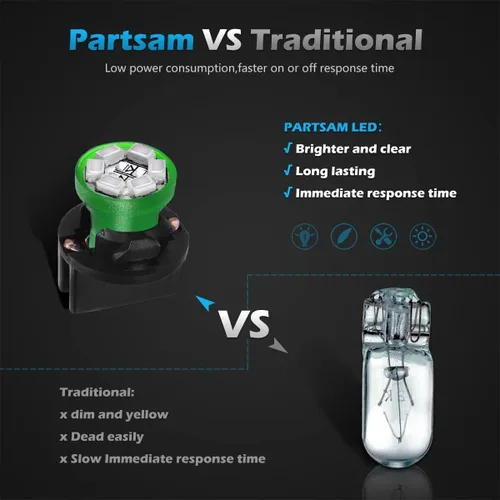 Miniatura 2 de Partsam T10 194 168 focos LED para tablero de instrumentos verdes con toma de bloqueo de giro, súper brillantes. Focos LED para panel
