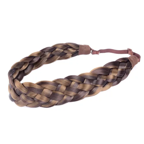 Miniatura 19 de Diadema clásica de cabello sintético trenzado de 5 hebras, trenzas gruesas y anchas, extensión de cabello con elástico para mujeres y niñas