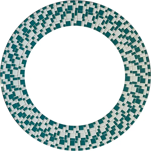 Miniatura 6 de Decoración artística de pared – Espejo de pared decorativo hecho a mano, mosaico azul, blanco y negro, marco de 24 pulgadas, espejo redondo de 15